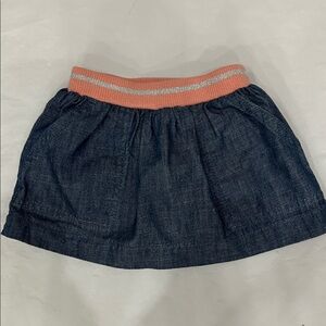 Gymboree Girls Denim Skirt with Coral Waistband